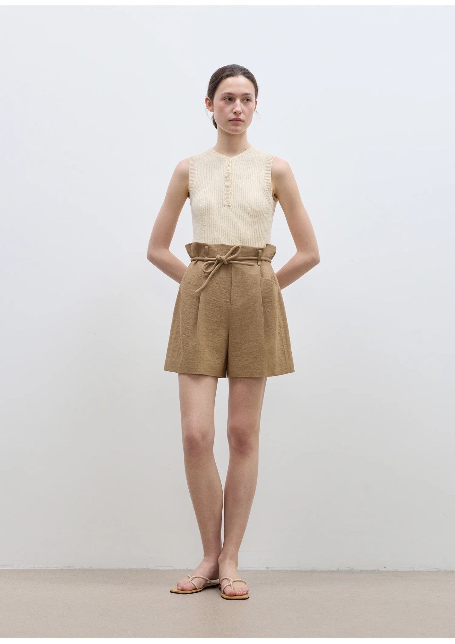 "Jungle Fantasy" Flower Bud Drawstring High Waist Shorts Women - variant_title
