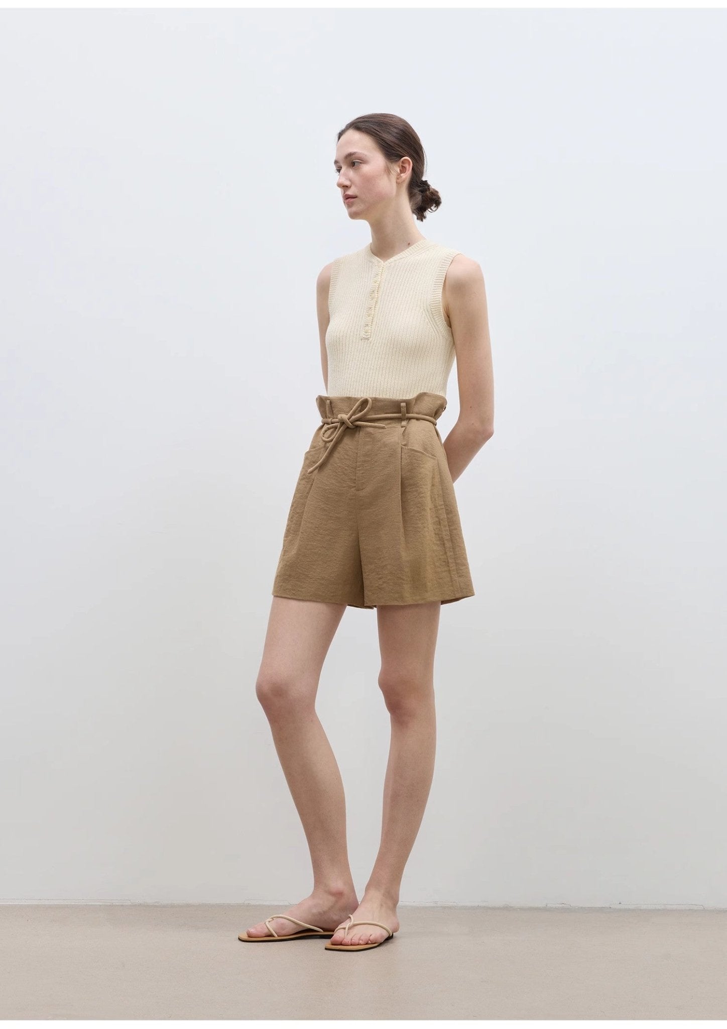 "Jungle Fantasy" Flower Bud Drawstring High Waist Shorts Women - variant_title