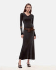 "Kalle Morning" fashionable fermented washed distressed raw edge V - neck waist dress for women - variant_title