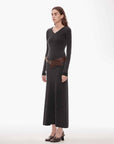"Kalle Morning" fashionable fermented washed distressed raw edge V - neck waist dress for women - variant_title