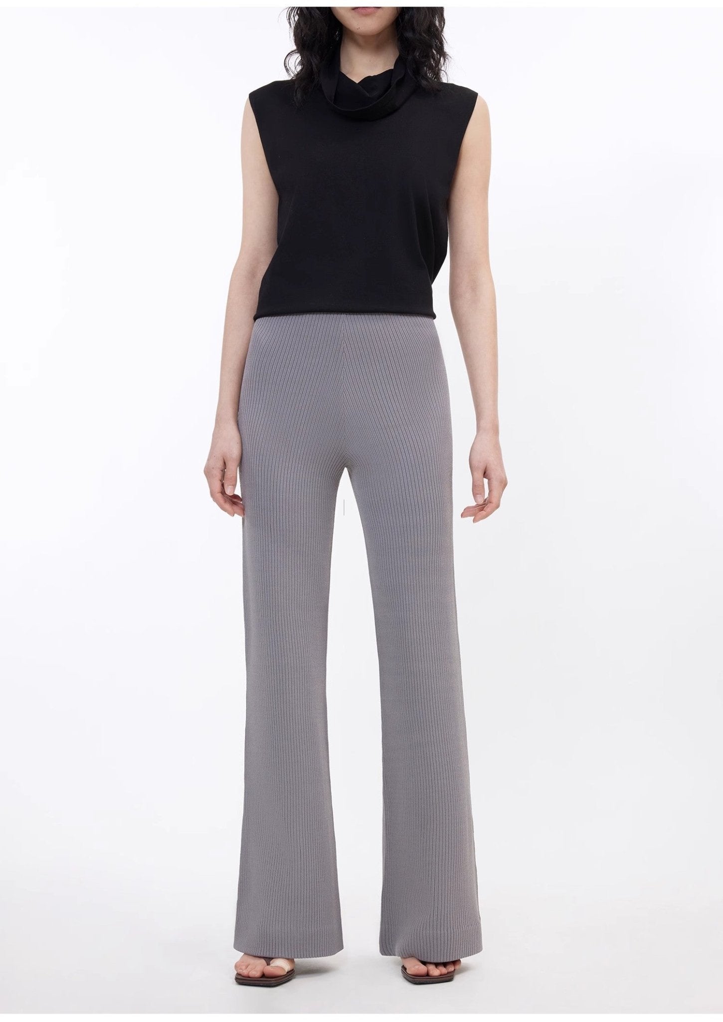 Knitted bootcut trousers, glutinous rice trousers, pit striped casual trousers - variant_title