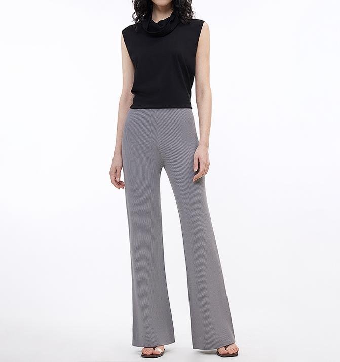 Knitted bootcut trousers, glutinous rice trousers, pit striped casual trousers - variant_title