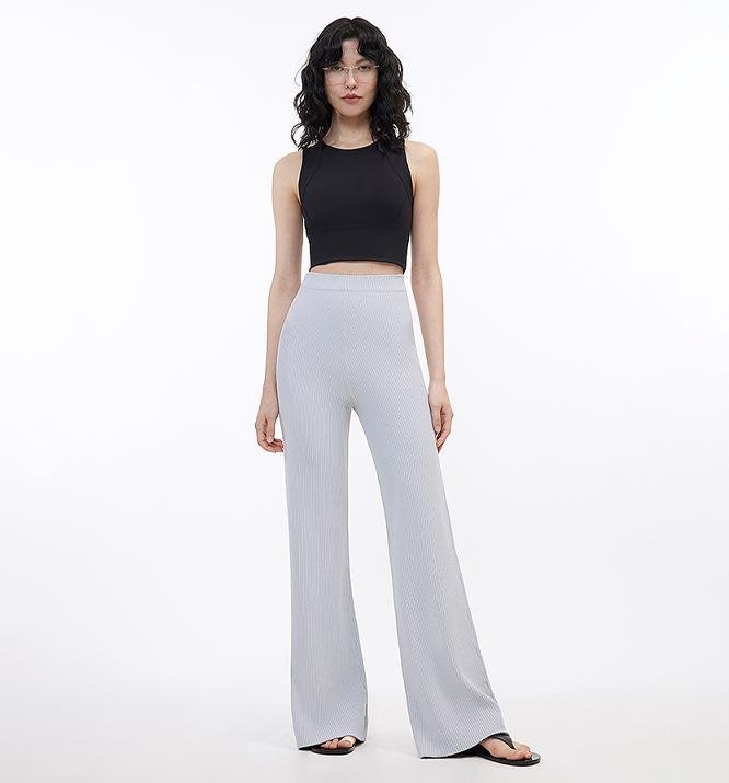 Knitted bootcut trousers, glutinous rice trousers, pit striped casual trousers - variant_title