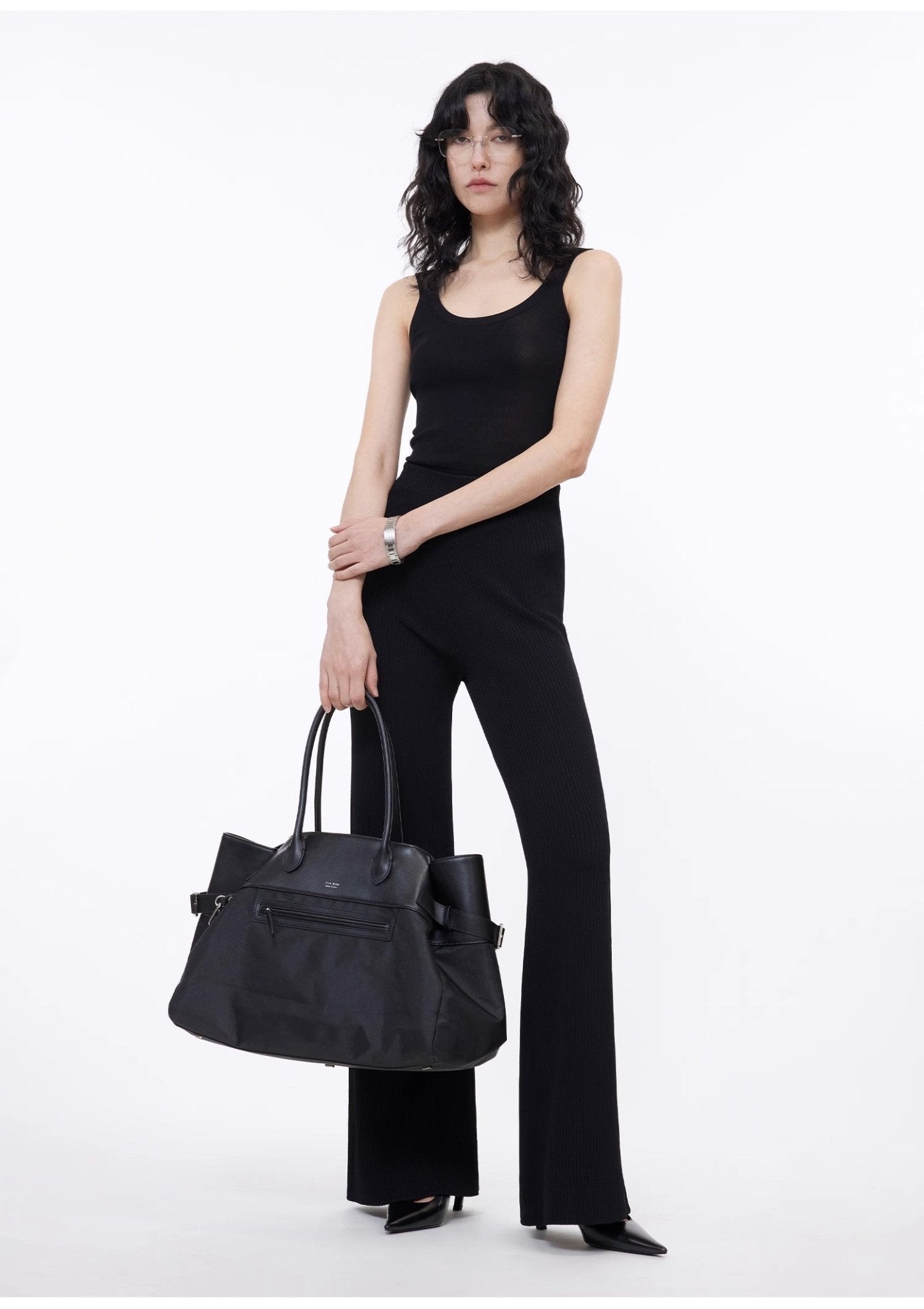 Knitted bootcut trousers, glutinous rice trousers, pit striped casual trousers - variant_title