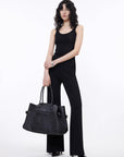 Knitted bootcut trousers, glutinous rice trousers, pit striped casual trousers - variant_title