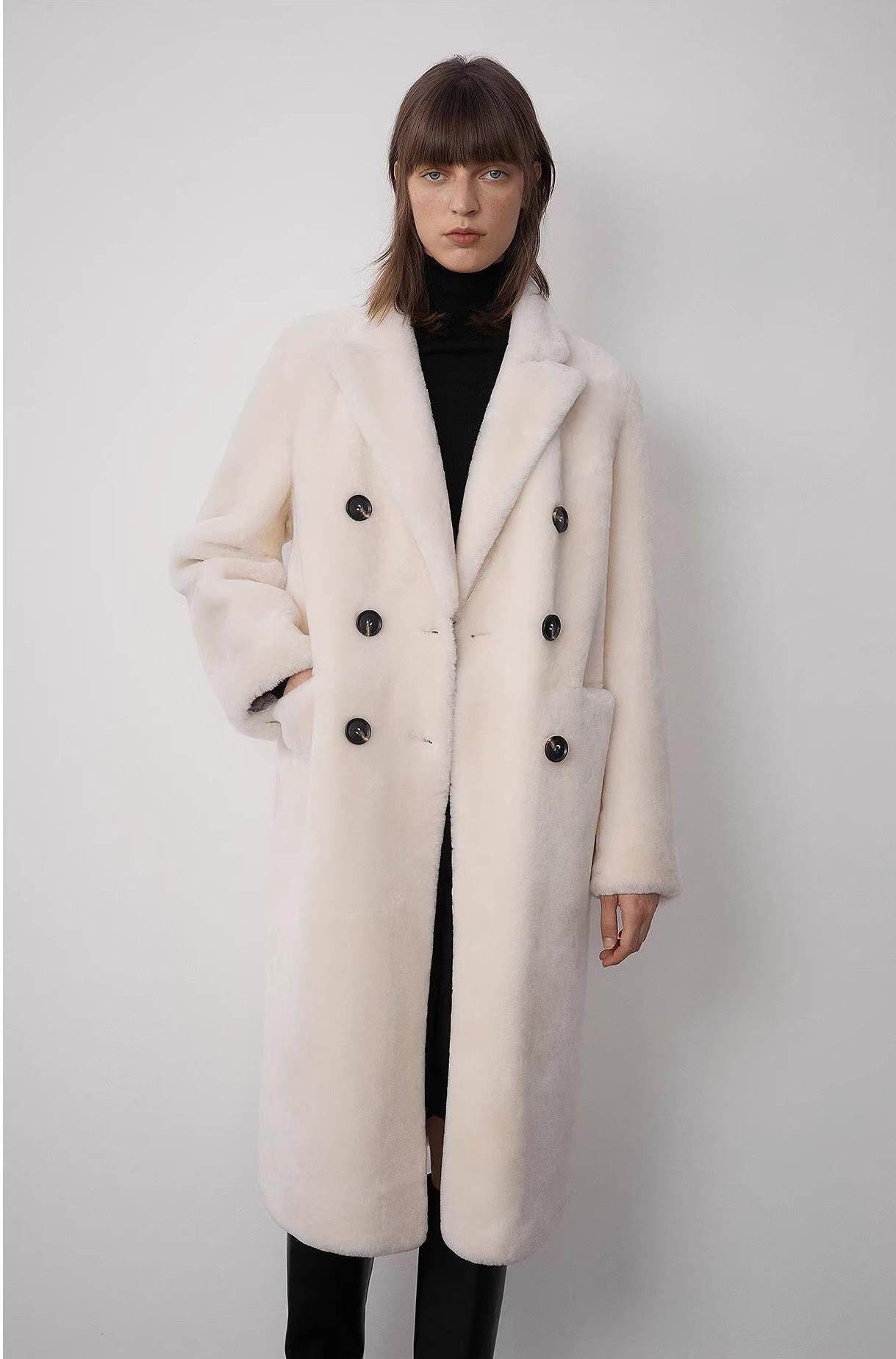 "Korean Drama Ace" Merino mid - length sheepskin coat - variant_title