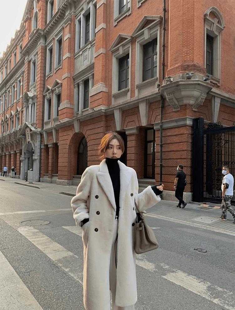 "Korean Drama Ace" Merino mid - length sheepskin coat - variant_title