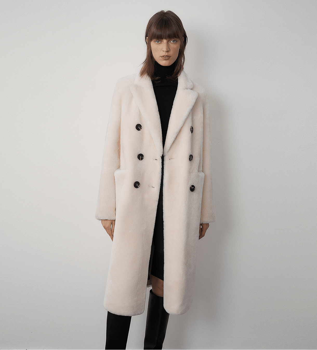 "Korean Drama Ace" Merino mid - length sheepskin coat - variant_title