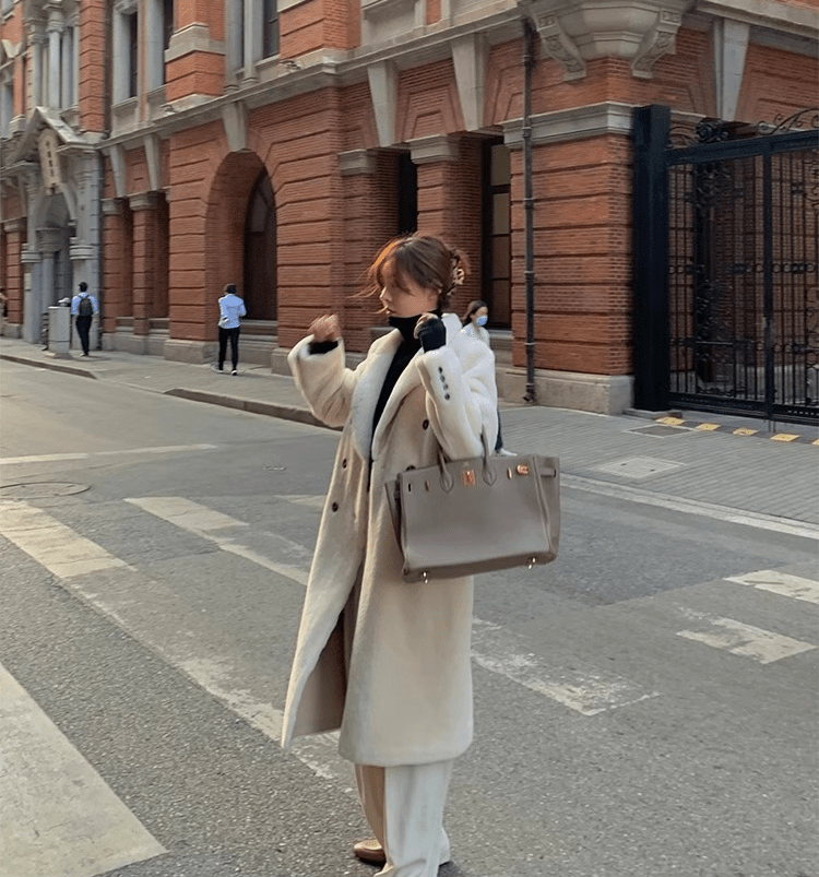 "Korean Drama Ace" Merino mid - length sheepskin coat - variant_title