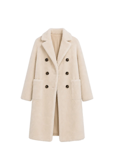 Korean Drama Ace off-white Merino mid-length shearling coat product cutout