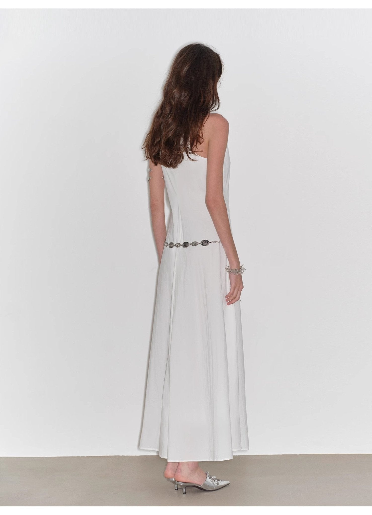 "Lake Bled" Simple and slim texture U - neck A - line slim fit vest dress - variant_title