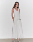 "Lake Bled" Simple and slim texture U - neck A - line slim fit vest dress - variant_title