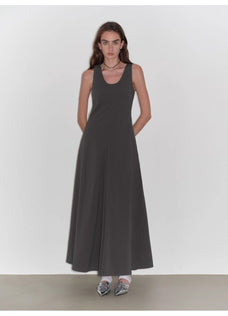 "Lake Bled" Simple and slim texture U - neck A - line slim fit vest dress - variant_title