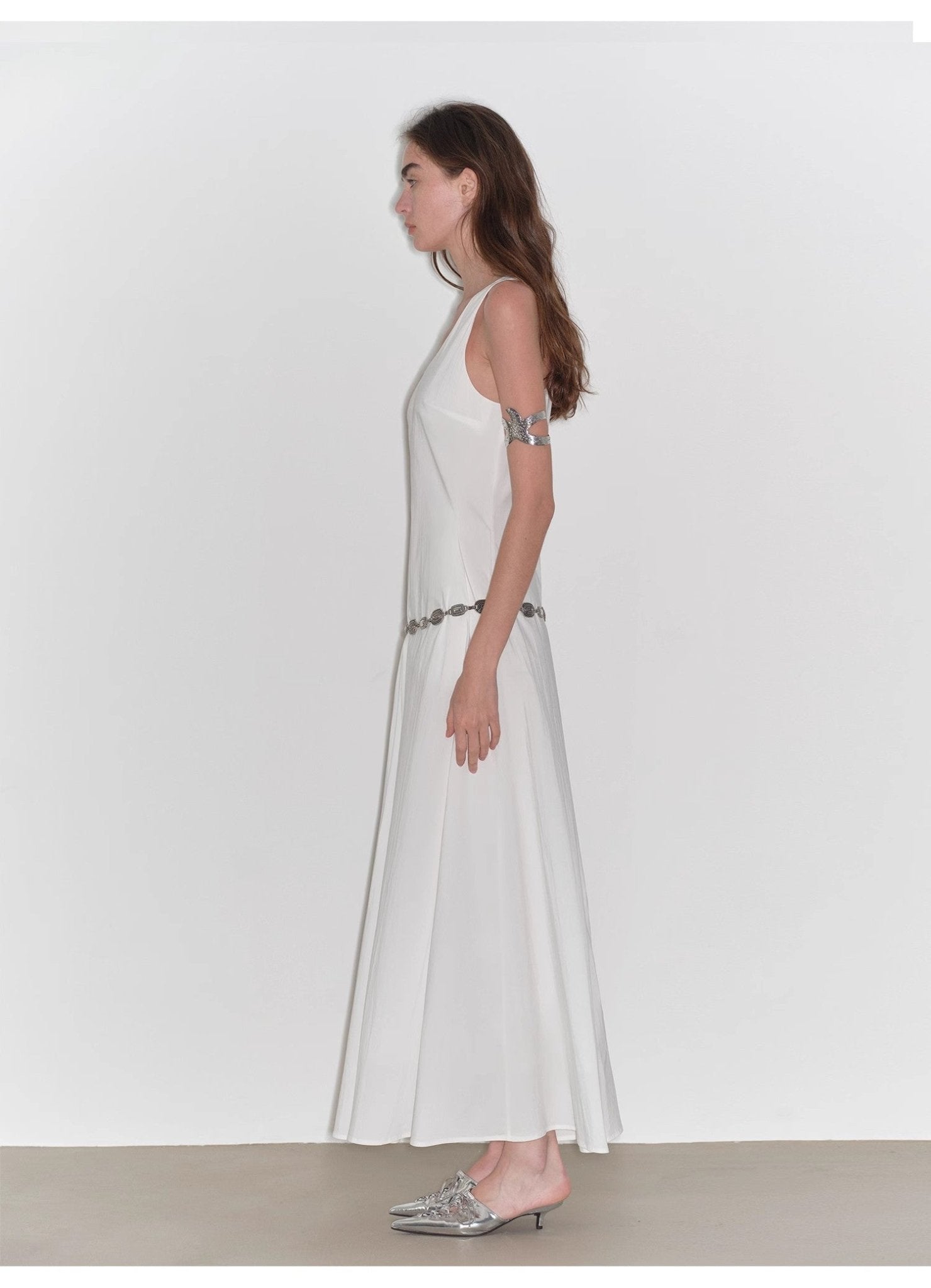 "Lake Bled" Simple and slim texture U - neck A - line slim fit vest dress - variant_title
