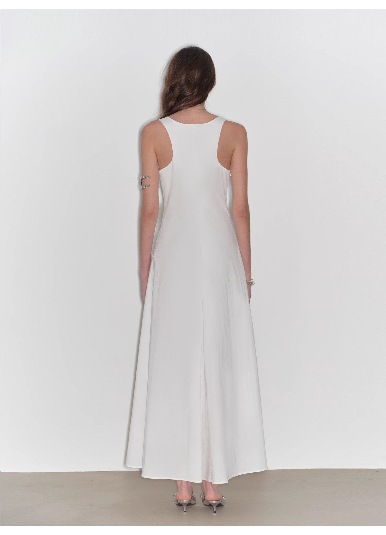 "Lake Bled" Simple and slim texture U - neck A - line slim fit vest dress - variant_title