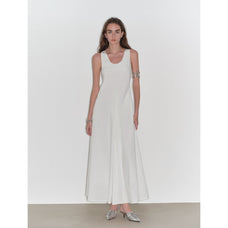 "Lake Bled" Simple and slim texture U - neck A - line slim fit vest dress - variant_title