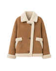 Lapel Biker Style faux leather shearling jacket product image 01