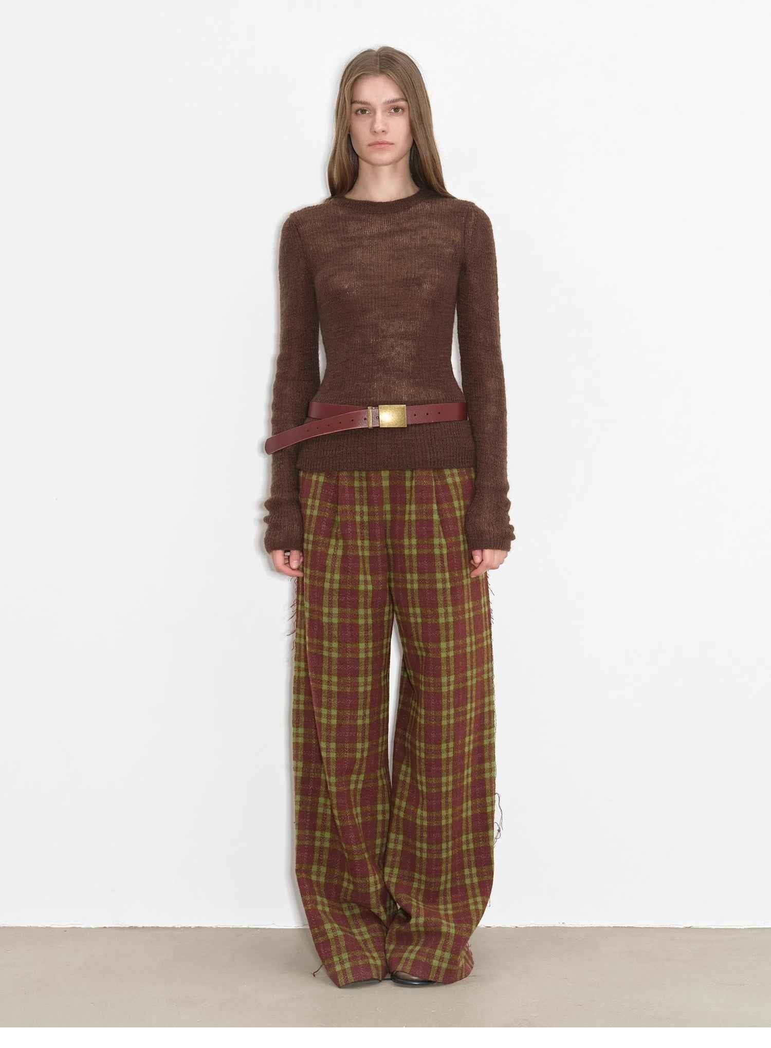 "Lazy Day Essential" Textured Mohair Blend Round Neck Stretch Knit Base Layer for Fall/Winter Women - variant_title