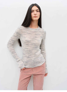 "Lazy Day Essential" Textured Mohair Blend Round Neck Stretch Knit Base Layer for Fall/Winter Women - variant_title