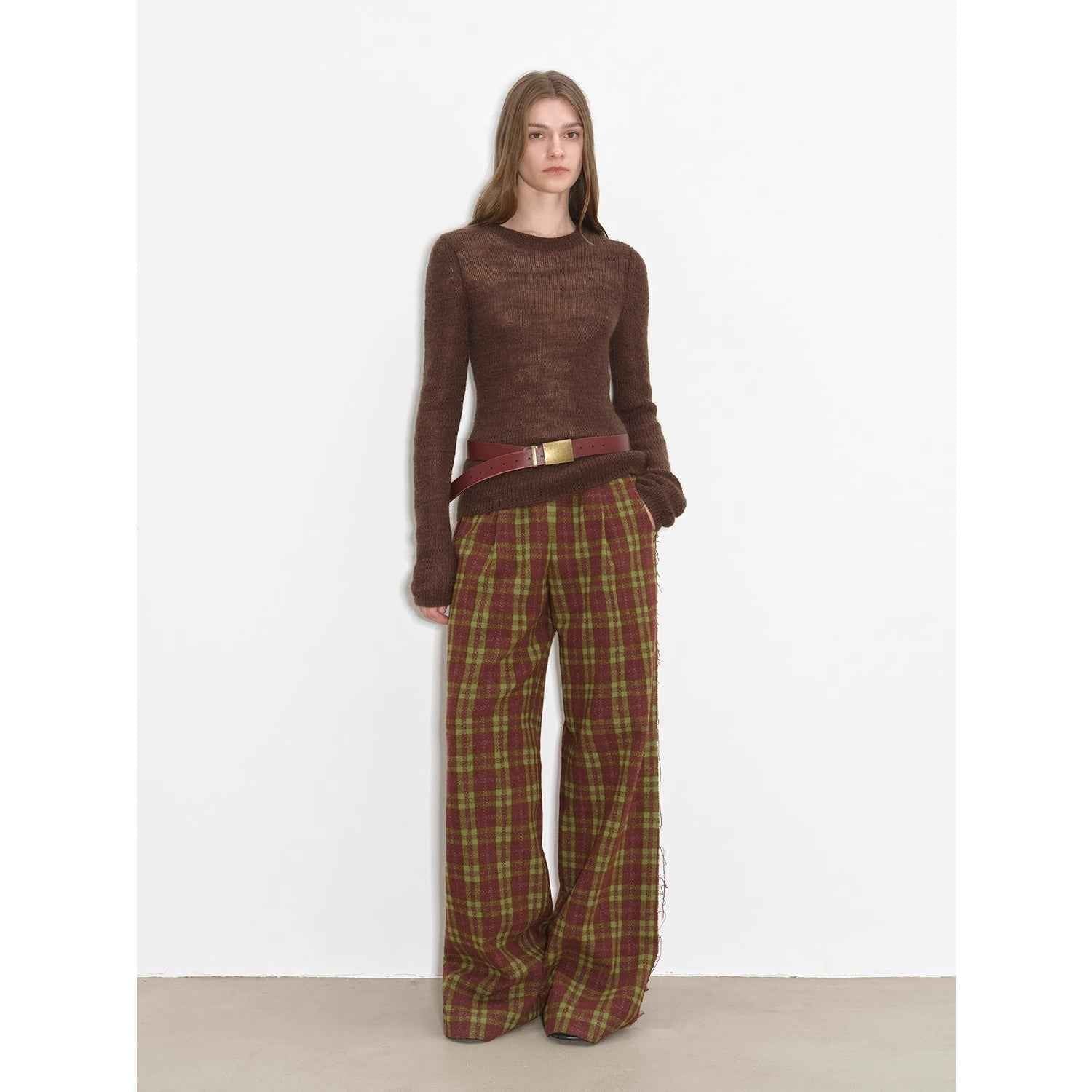 "Lazy Day Essential" Textured Mohair Blend Round Neck Stretch Knit Base Layer for Fall/Winter Women - variant_title