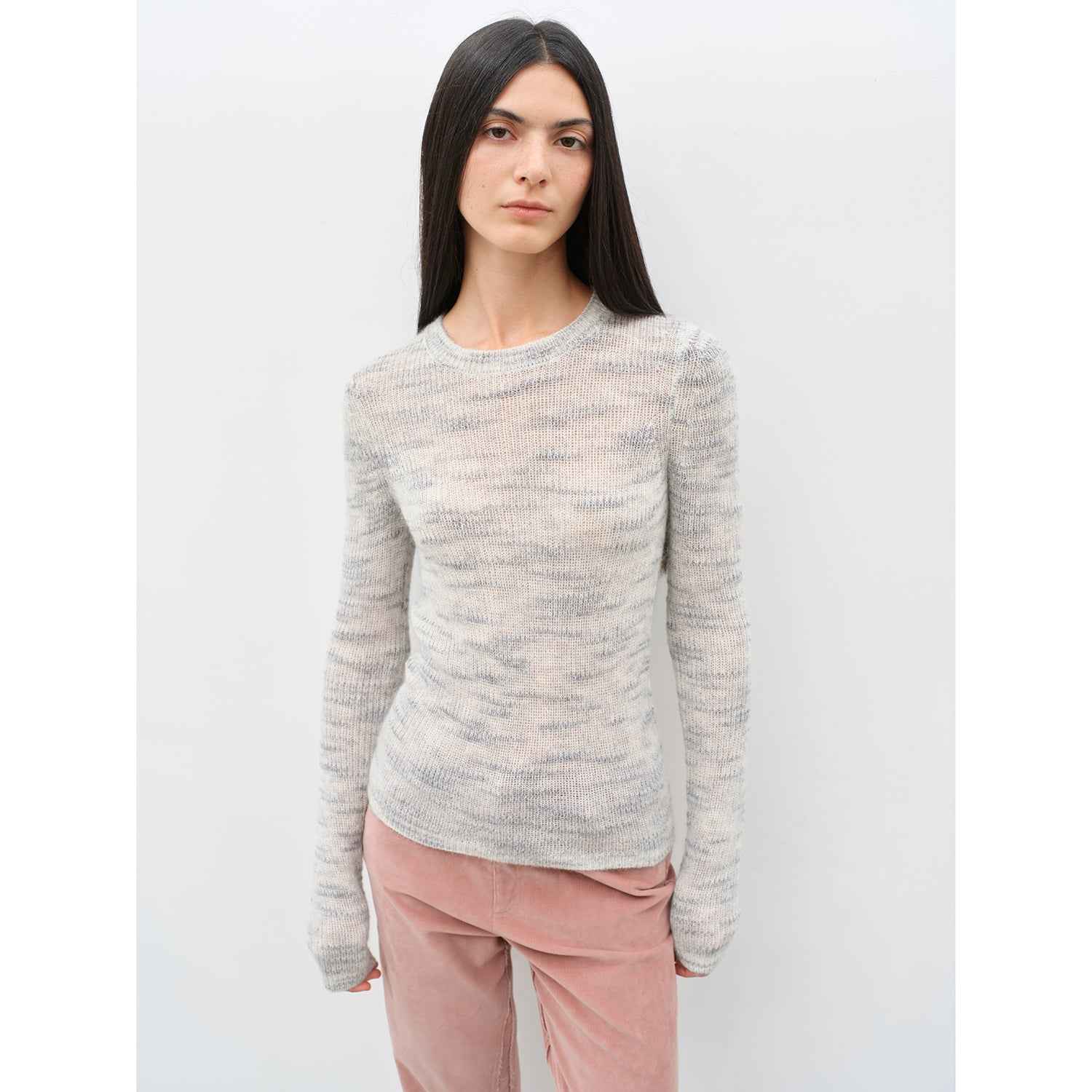 "Lazy Day Essential" Textured Mohair Blend Round Neck Stretch Knit Base Layer for Fall/Winter Women - variant_title