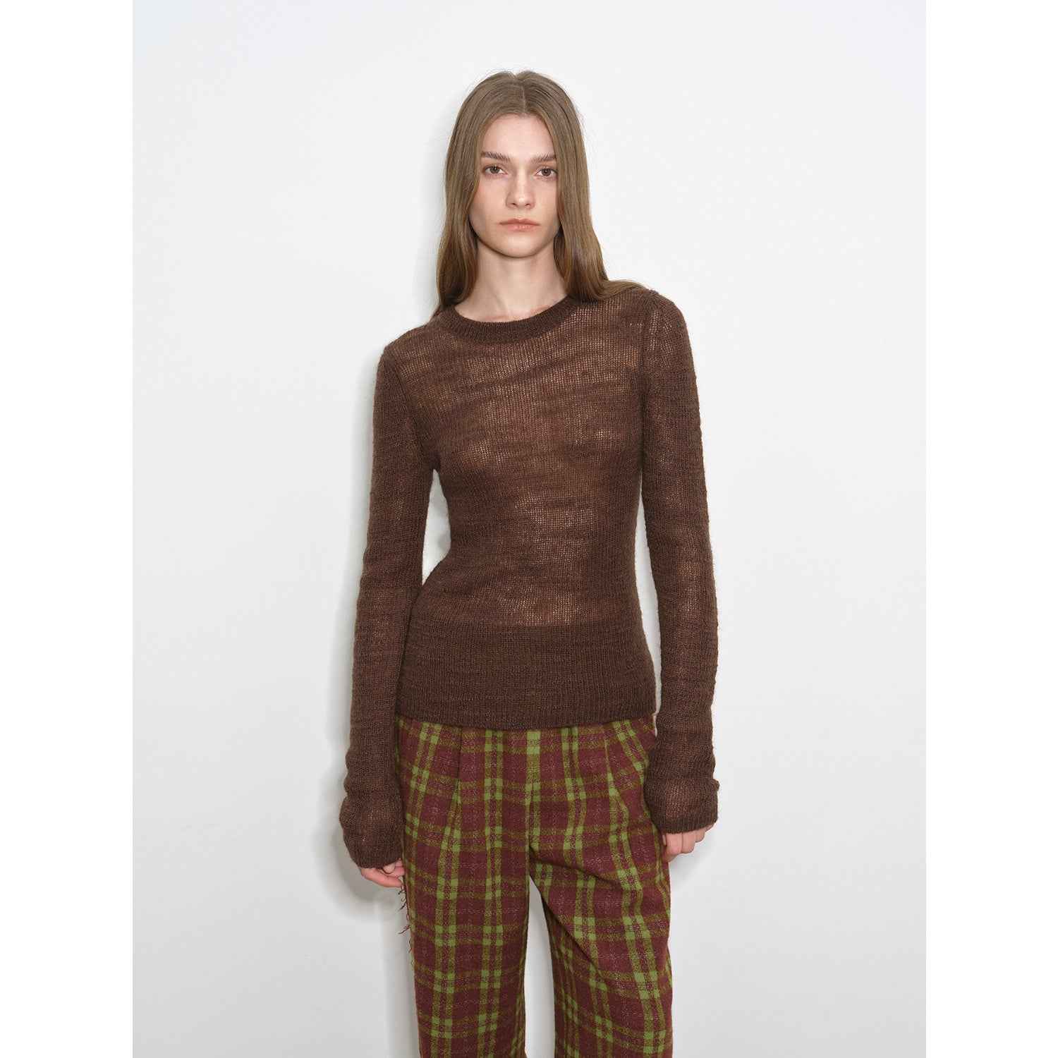 "Lazy Day Essential" Textured Mohair Blend Round Neck Stretch Knit Base Layer for Fall/Winter Women - variant_title