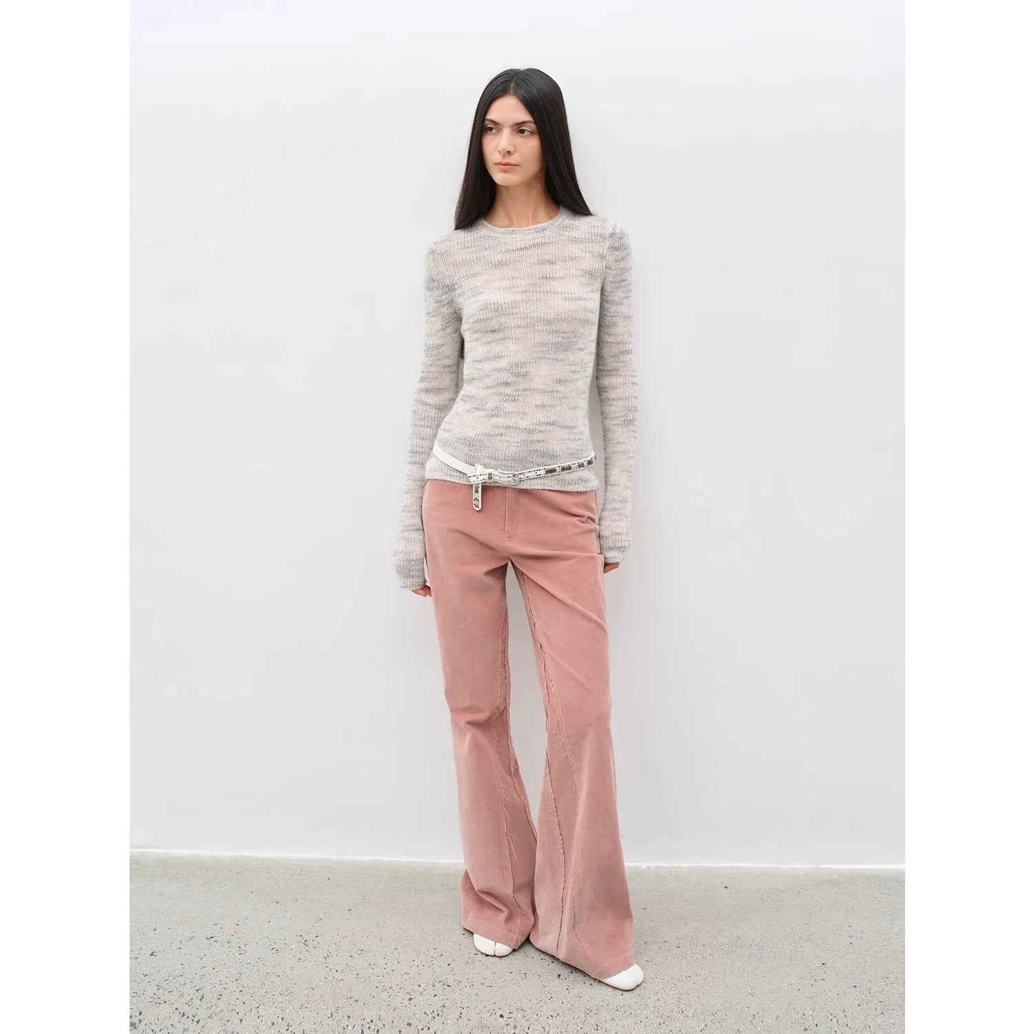 "Lazy Day Essential" Textured Mohair Blend Round Neck Stretch Knit Base Layer for Fall/Winter Women - variant_title