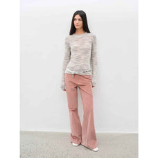 "Lazy Day Essential" Textured Mohair Blend Round Neck Stretch Knit Base Layer for Fall/Winter Women - variant_title