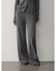 "Lazy urban" Yangtze Merino wool polo - neck cardigan straight - leg knitted pants suit - variant_title