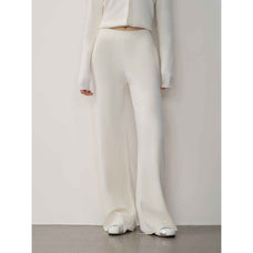 "Lazy urban" Yangtze Merino wool polo - neck cardigan straight - leg knitted pants suit - variant_title