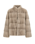Legacy Mink neutral taupe stand-collar coat, transparent product view