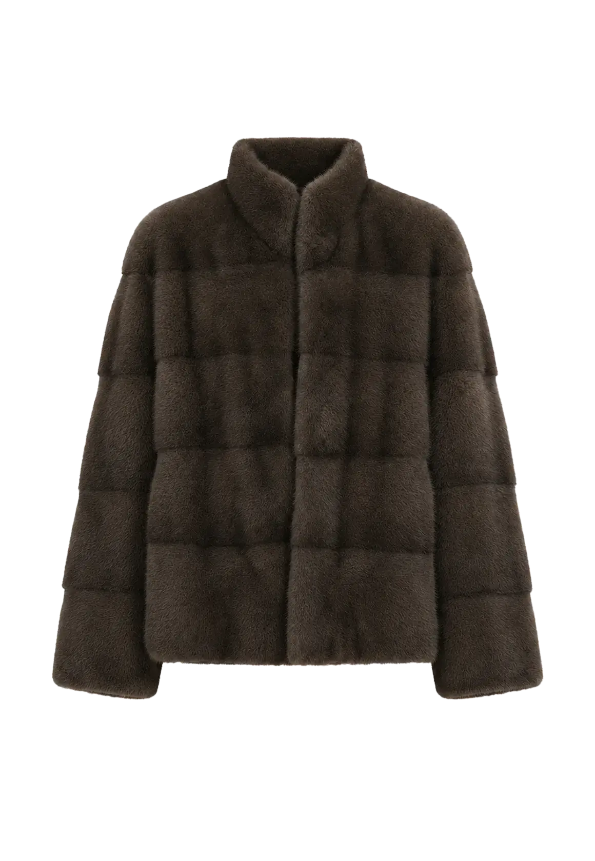 Legacy Mink Olive stand-collar coat, transparent product view