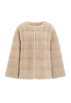 Legacy Mink Cream round-neck coat, transparent product view