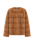Legacy Mink Latte round-neck coat, transparent product view