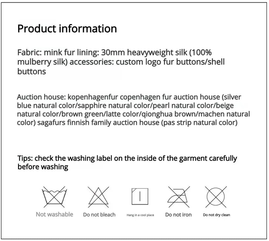 Legacy Mink Purple Label coat material and care information