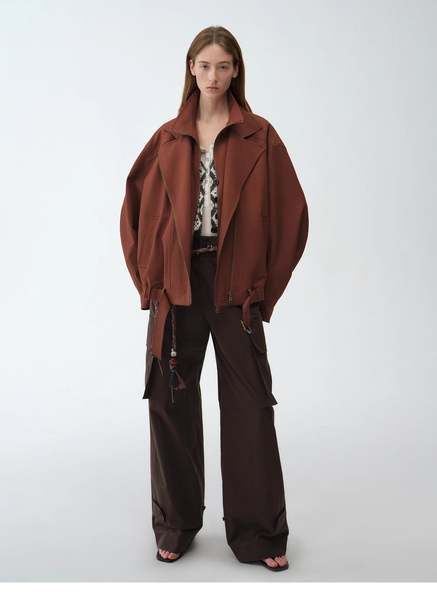 "Leisure First" Personalized three - dimensional large patch pocket straight wide - leg work trousers - variant_title