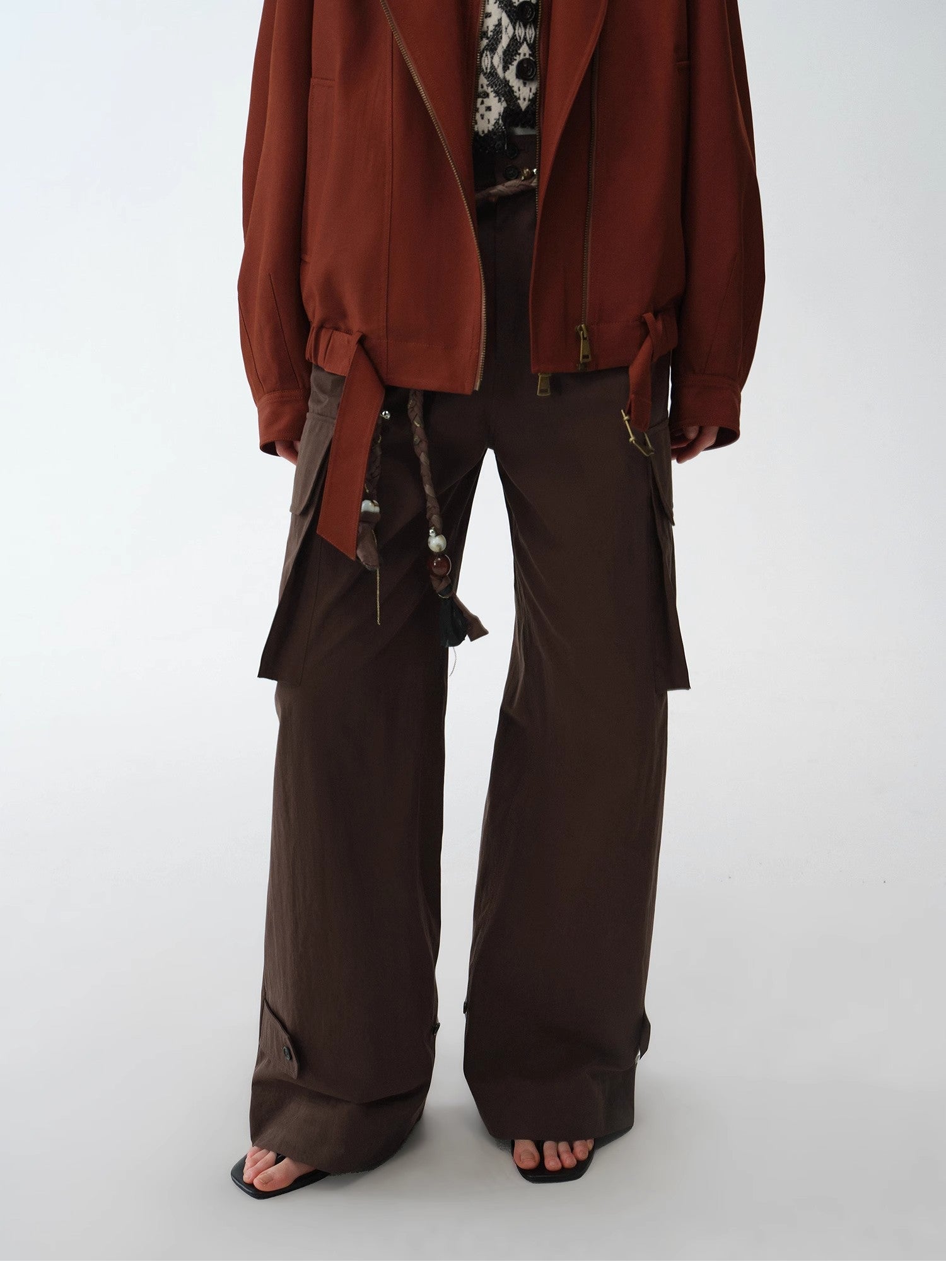 "Leisure First" Personalized three - dimensional large patch pocket straight wide - leg work trousers - variant_title