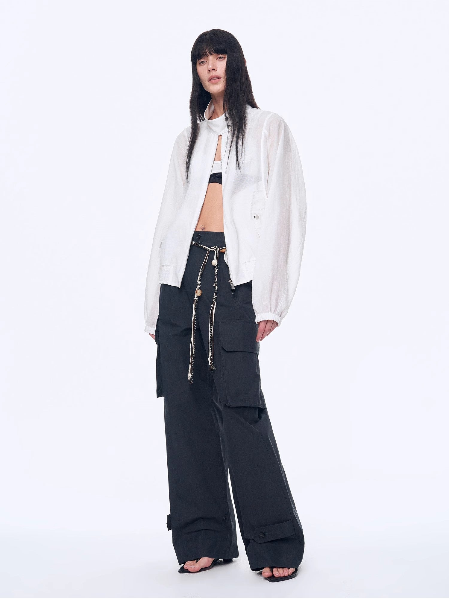 "Leisure First" Personalized three - dimensional large patch pocket straight wide - leg work trousers - variant_title