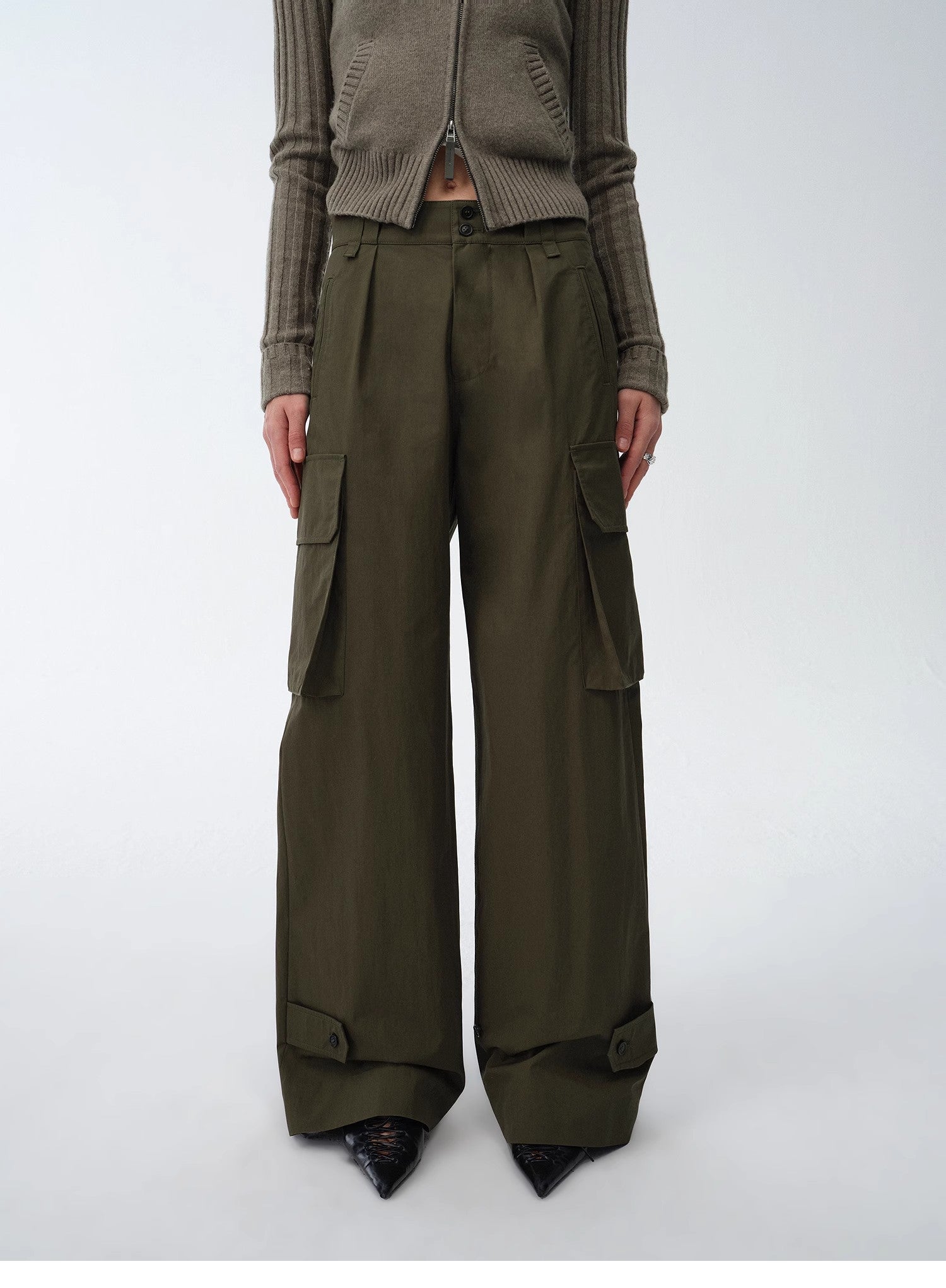 "Leisure First" Personalized three - dimensional large patch pocket straight wide - leg work trousers - variant_title