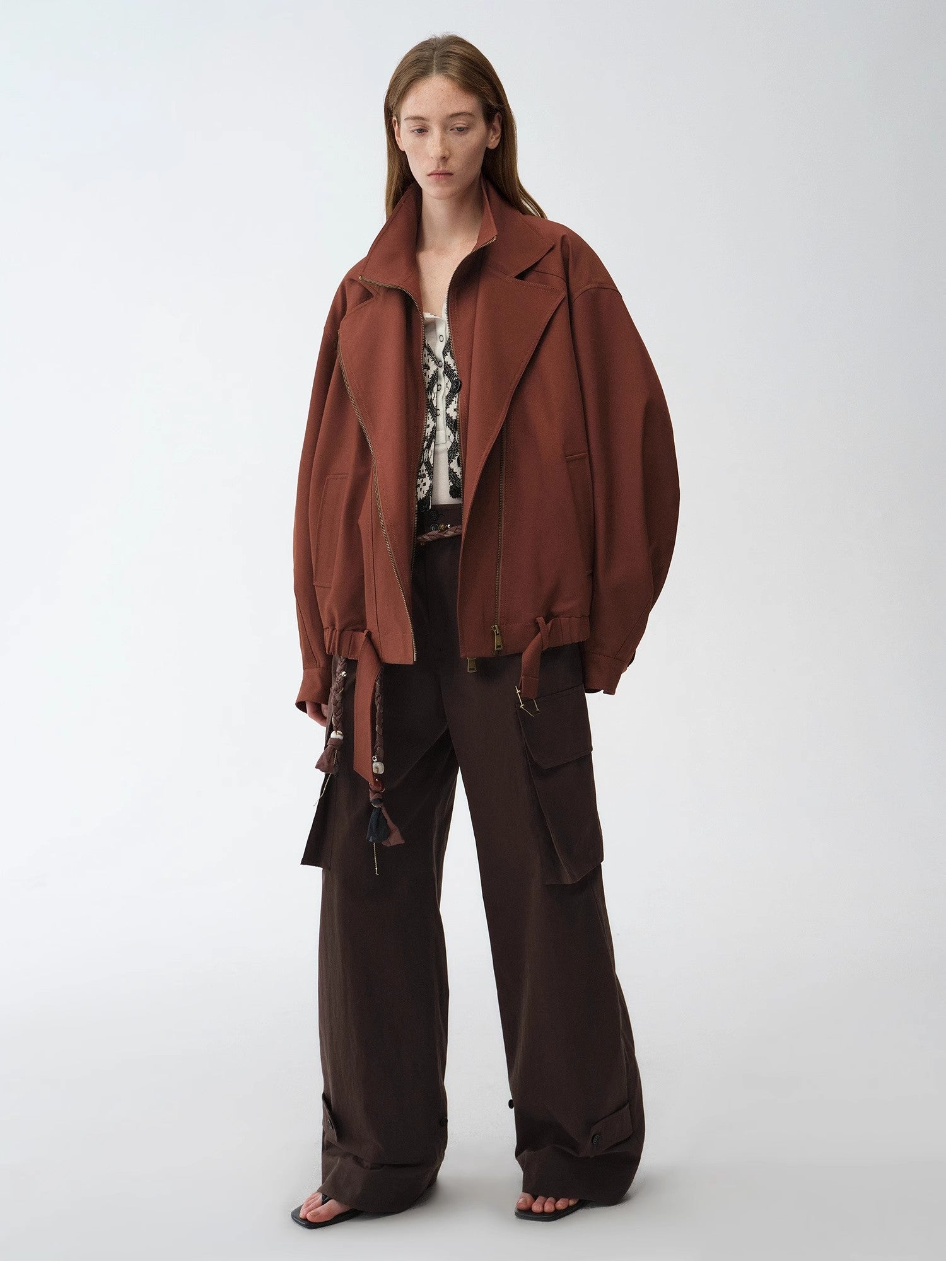 "Leisure First" Personalized three - dimensional large patch pocket straight wide - leg work trousers - variant_title
