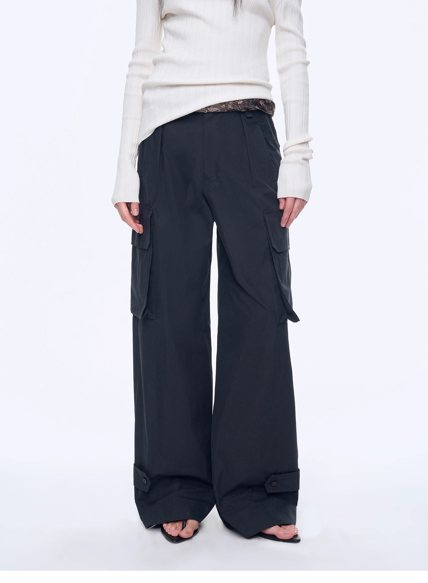 "Leisure First" Personalized three - dimensional large patch pocket straight wide - leg work trousers - variant_title