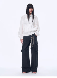 "Leisure First" Personalized three - dimensional large patch pocket straight wide - leg work trousers - variant_title