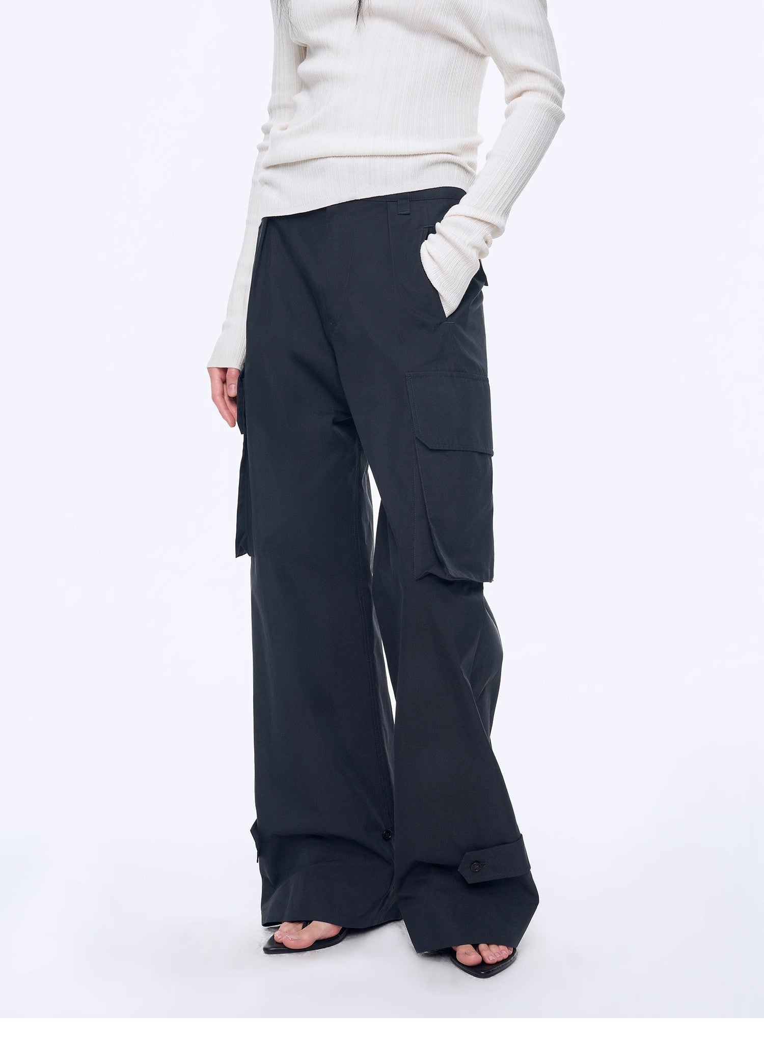 "Leisure First" Personalized three - dimensional large patch pocket straight wide - leg work trousers - variant_title