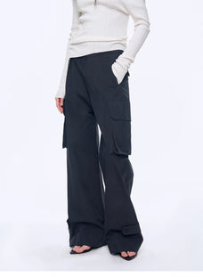 "Leisure First" Personalized three - dimensional large patch pocket straight wide - leg work trousers - variant_title