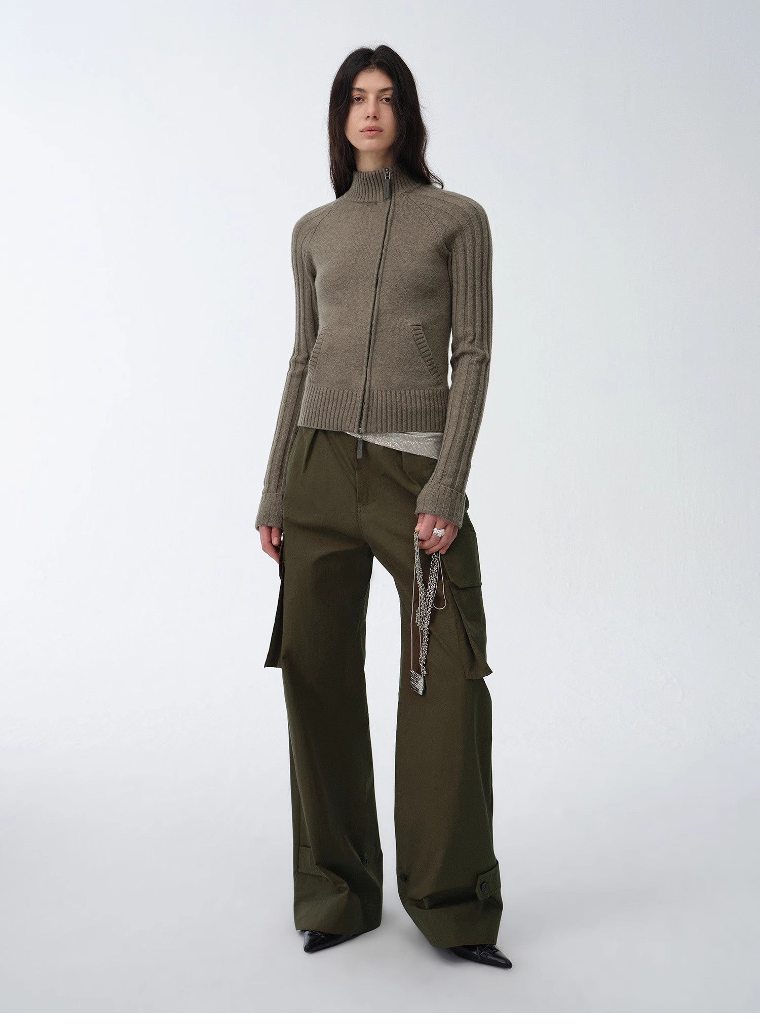 "Leisure First" Personalized three - dimensional large patch pocket straight wide - leg work trousers - variant_title