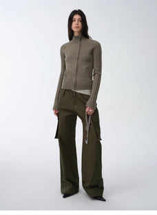 "Leisure First" Personalized three - dimensional large patch pocket straight wide - leg work trousers - variant_title