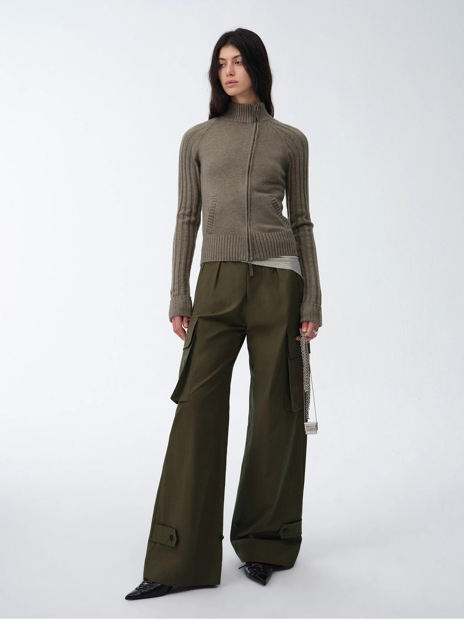 "Leisure First" Personalized three - dimensional large patch pocket straight wide - leg work trousers - variant_title