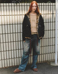 Leopard Fantasy reversible coat black waterproof side full-length view