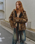 "Leopard Fantasy" Leopard Spot Print Reversible Drop Shoulder Hooded Custom Rabbit Fur Coat - variant_title