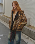 "Leopard Fantasy" Leopard Spot Print Reversible Drop Shoulder Hooded Custom Rabbit Fur Coat - variant_title